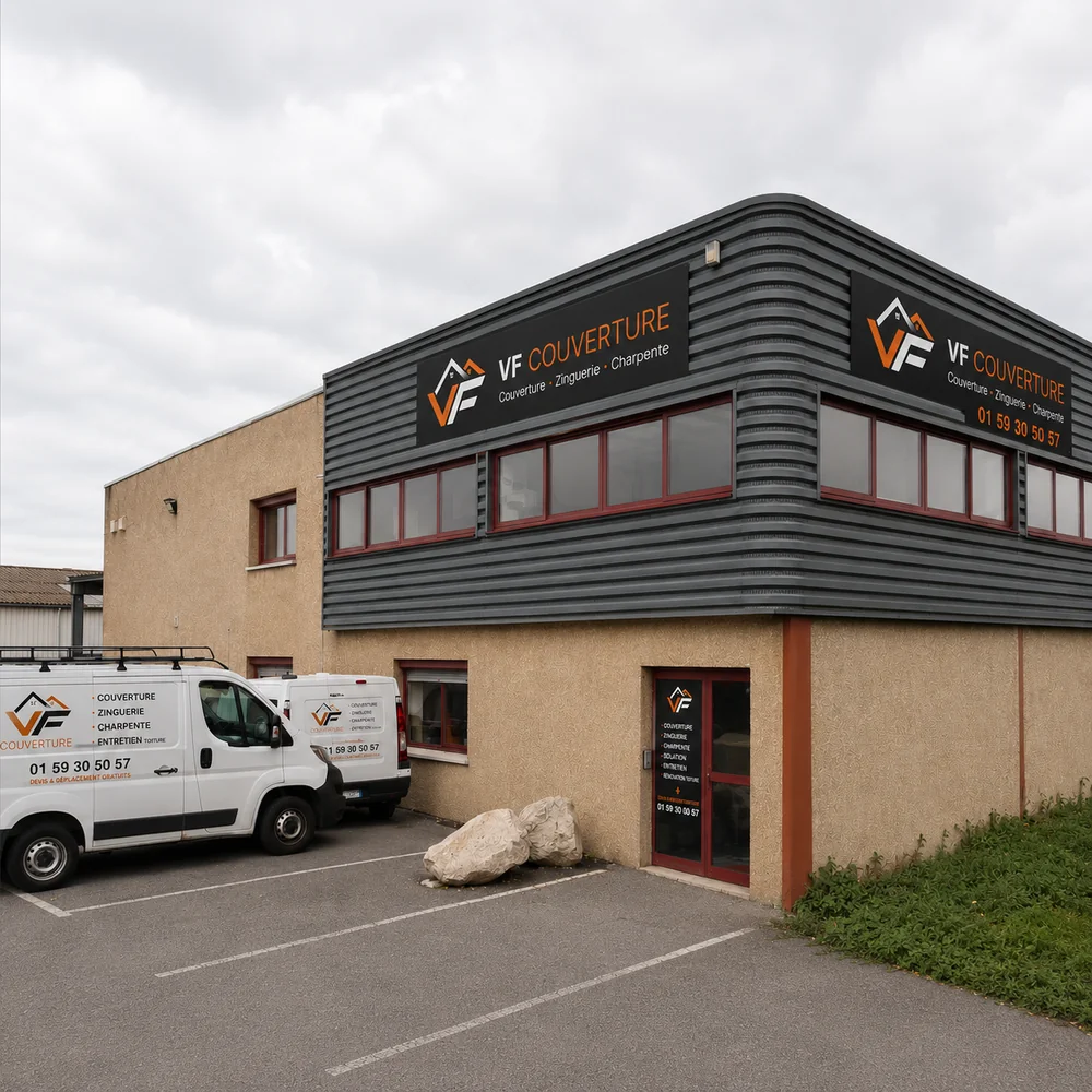 Siège VF Couverture — Couverture · Zinguerie · Charpente · Isolation · Nettoyage toiture (Mandres-les-Roses)
